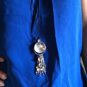 Long vintage silver necklace